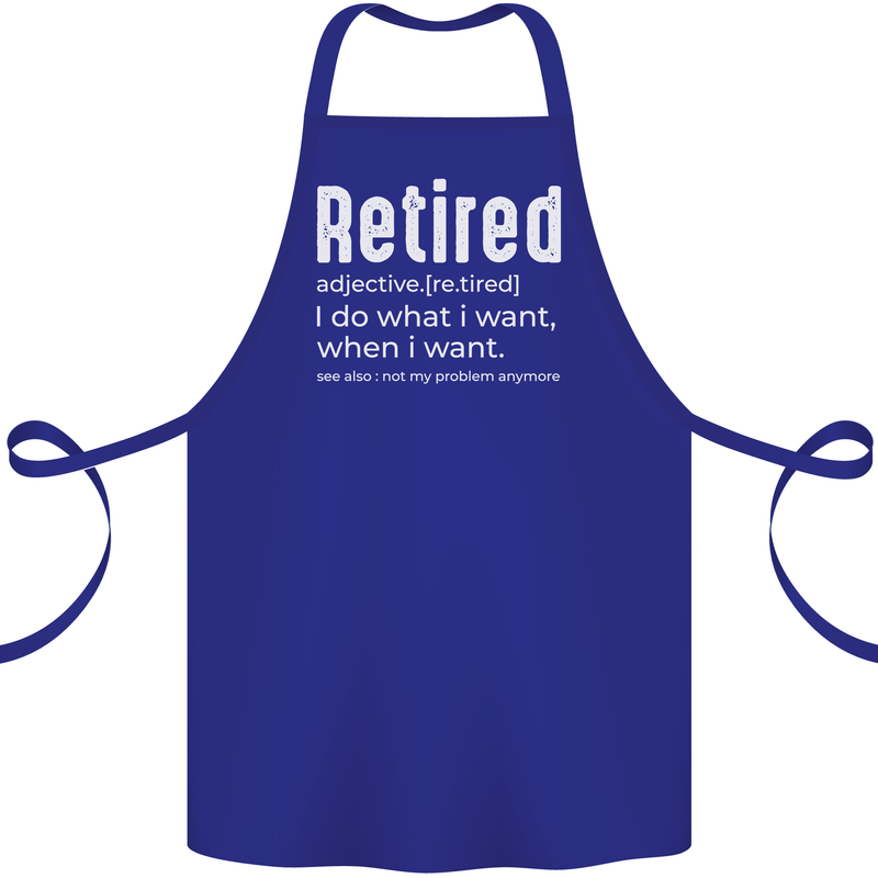 Retired Definition Funny Retirement Cotton Apron 100% Organic Royal Blue