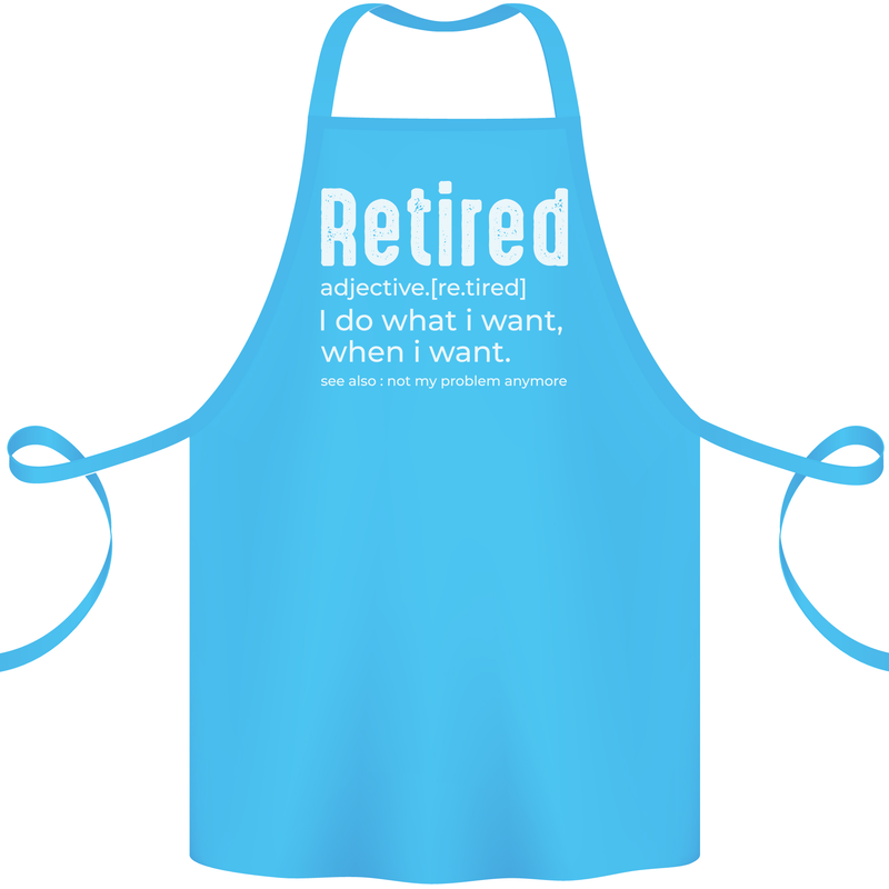 Retired Definition Funny Retirement Cotton Apron 100% Organic Turquoise
