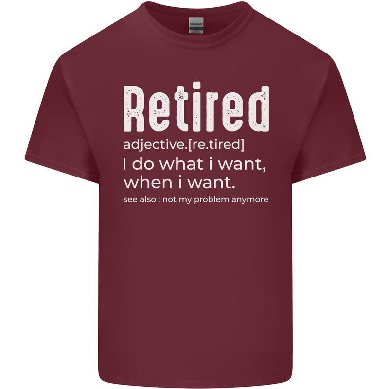 Retired Definition Funny Retirement Mens Cotton T-Shirt Tee Top Maroon