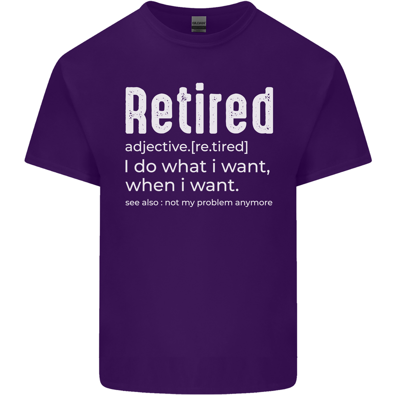 Retired Definition Funny Retirement Mens Cotton T-Shirt Tee Top Purple
