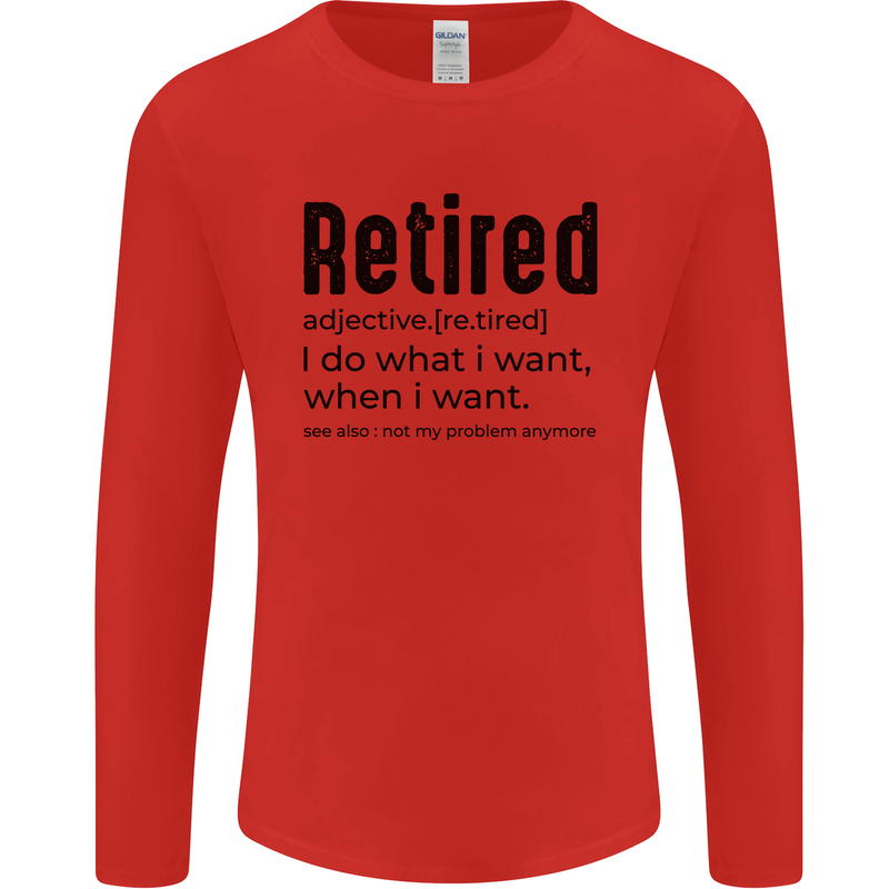Retired Definition Funny Retirement Mens Long Sleeve T-Shirt Red