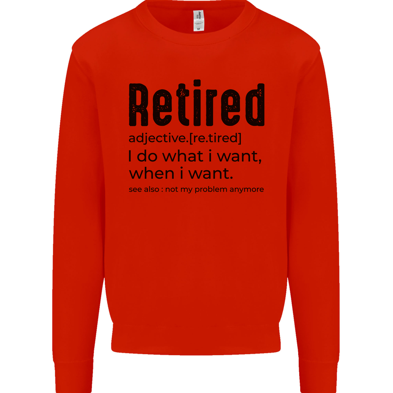 Retired Definition Funny Retirement Mens Sweatshirt Jumper Bright Red