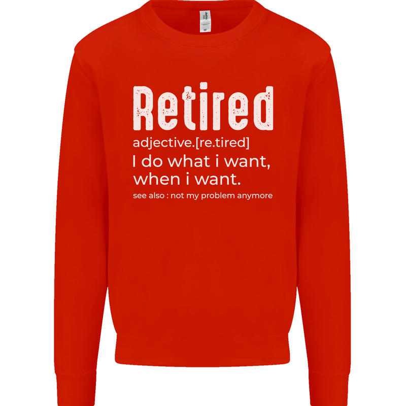 Retired Definition Funny Retirement Mens Sweatshirt Jumper Bright Red