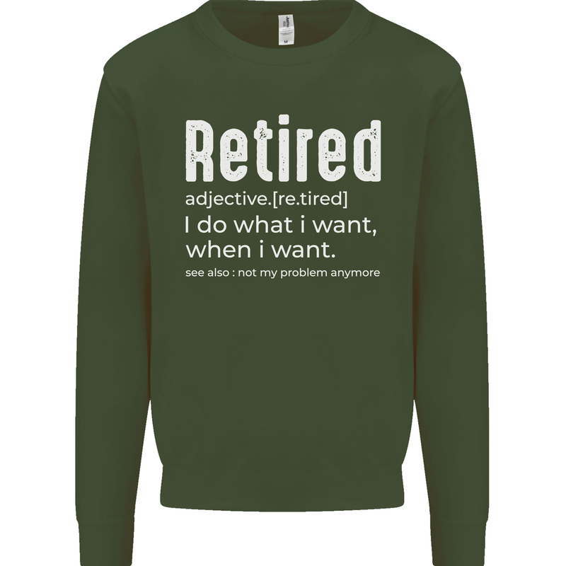 Retired Definition Funny Retirement Mens Sweatshirt Jumper Forest Green