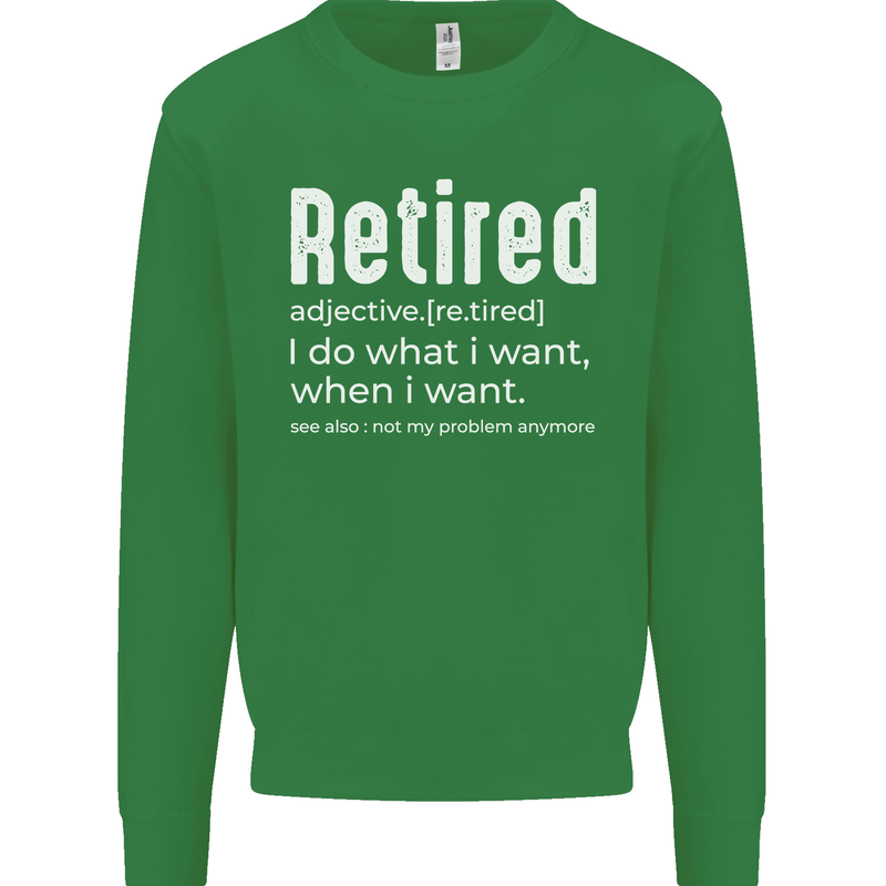 Retired Definition Funny Retirement Mens Sweatshirt Jumper Irish Green