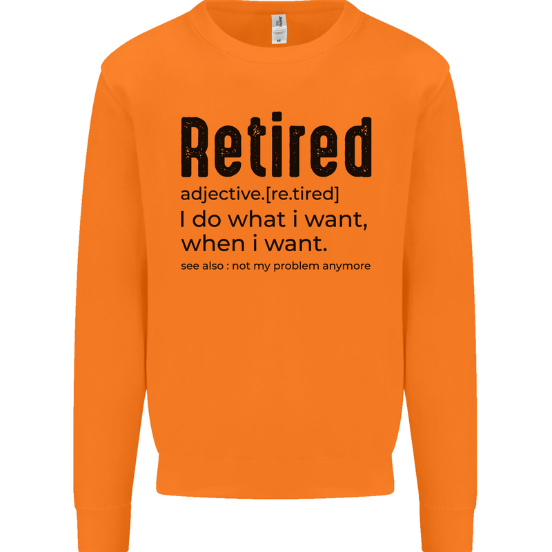 Retired Definition Funny Retirement Mens Sweatshirt Jumper Orange