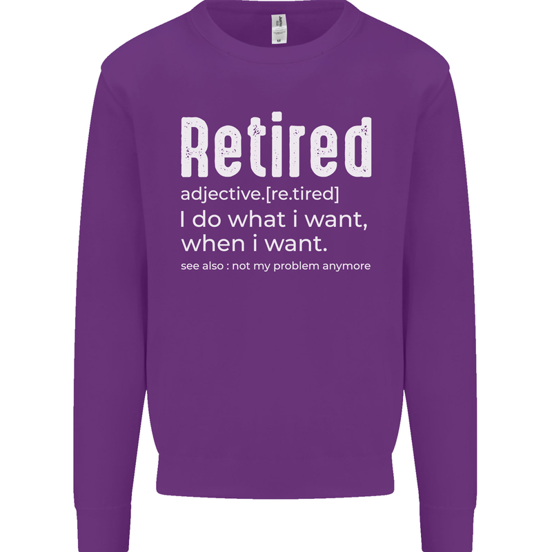 Retired Definition Funny Retirement Mens Sweatshirt Jumper Purple