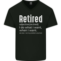 Retired Definition Funny Retirement Mens V-Neck Cotton T-Shirt Black