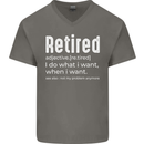 Retired Definition Funny Retirement Mens V-Neck Cotton T-Shirt Charcoal