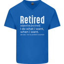 Retired Definition Funny Retirement Mens V-Neck Cotton T-Shirt Royal Blue
