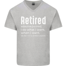 Retired Definition Funny Retirement Mens V-Neck Cotton T-Shirt Sports Grey