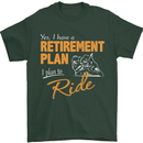 Retirement Plan Biker Motorcycle Motorbike Mens T-Shirt Cotton Gildan Forest Green