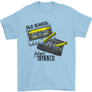 Retro 80s Music Cassette Old School Spinner Mens T-Shirt Cotton Gildan Light Blue