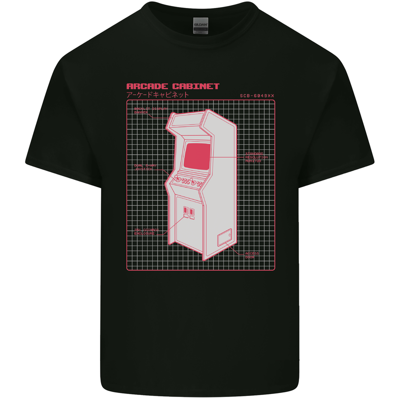 Retro Arcade Game Cabinet Gaming Gamer Mens Cotton T-Shirt Tee Top Black