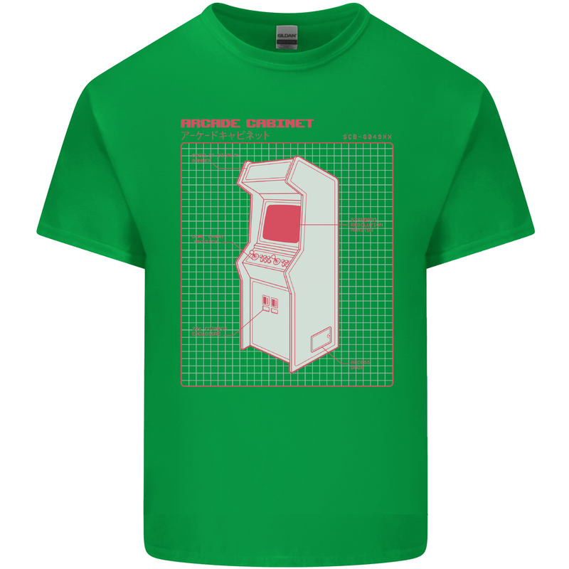 Retro Arcade Game Cabinet Gaming Gamer Mens Cotton T-Shirt Tee Top Irish Green