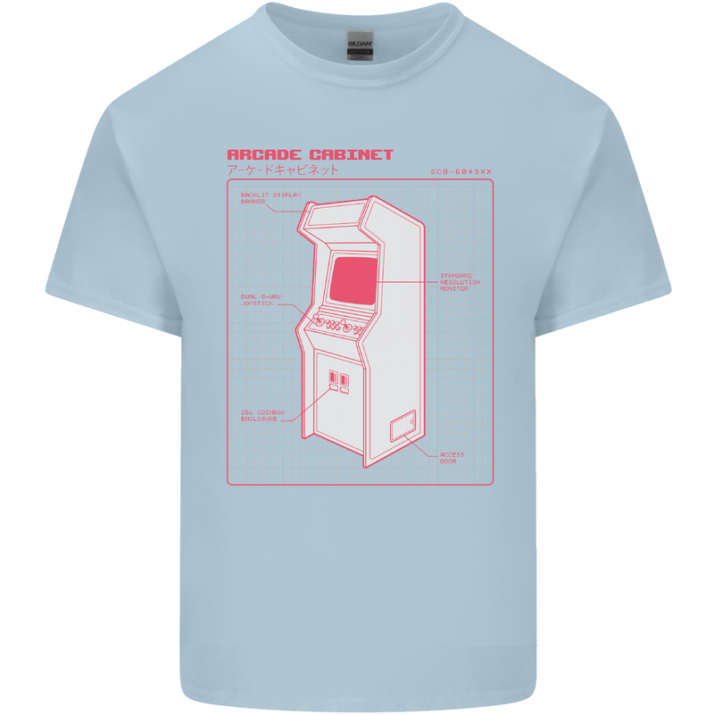 Retro Arcade Game Cabinet Gaming Gamer Mens Cotton T-Shirt Tee Top Light Blue