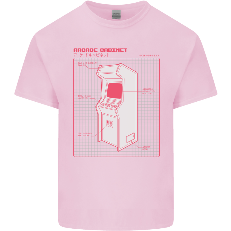 Retro Arcade Game Cabinet Gaming Gamer Mens Cotton T-Shirt Tee Top Light Pink