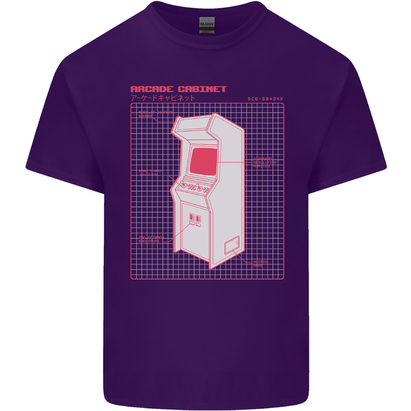 Retro Arcade Game Cabinet Gaming Gamer Mens Cotton T-Shirt Tee Top Purple