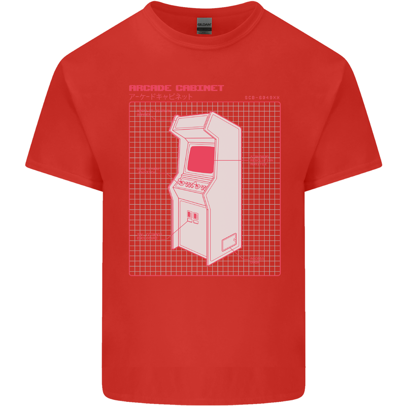 Retro Arcade Game Cabinet Gaming Gamer Mens Cotton T-Shirt Tee Top Red