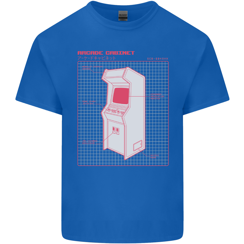 Retro Arcade Game Cabinet Gaming Gamer Mens Cotton T-Shirt Tee Top Royal Blue