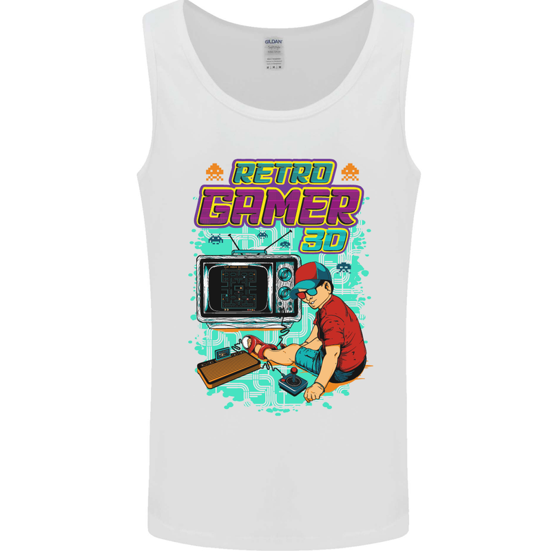 Retro Gamer Arcade Games Gaming Mens Vest Tank Top White