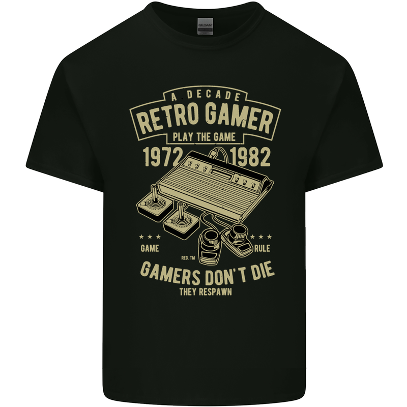 Retro Gamer Funny Gaming Mens Cotton T-Shirt Tee Top Black