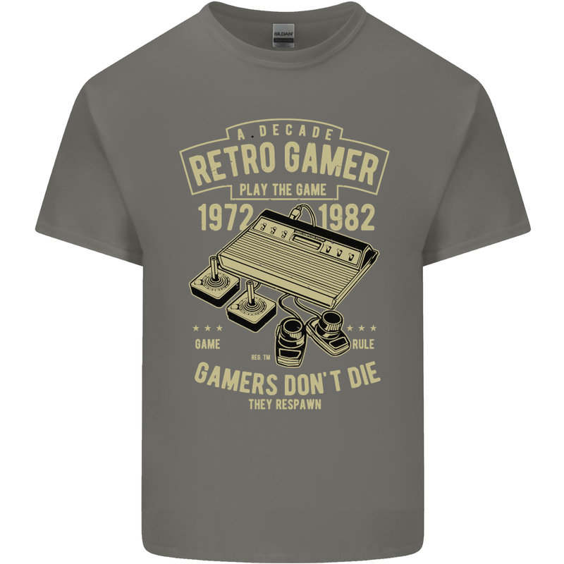 Retro Gamer Funny Gaming Mens Cotton T-Shirt Tee Top Charcoal