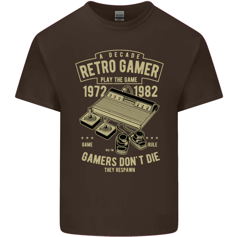 Retro Gamer Funny Gaming Mens Cotton T-Shirt Tee Top Dark Chocolate