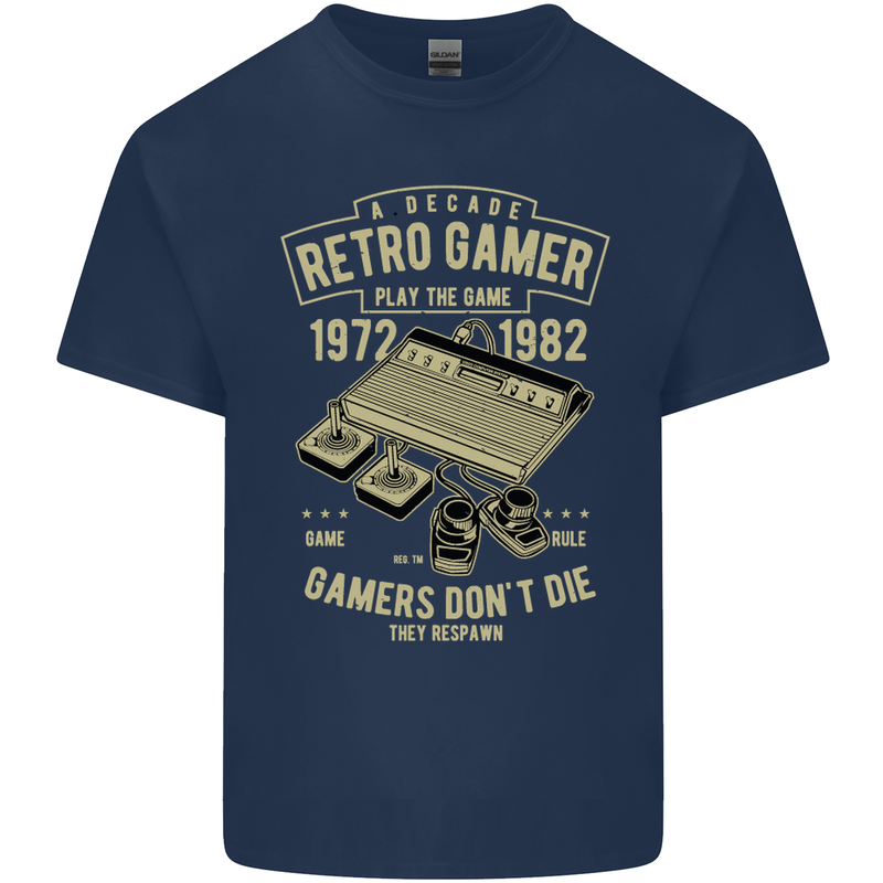 Retro Gamer Funny Gaming Mens Cotton T-Shirt Tee Top Navy Blue
