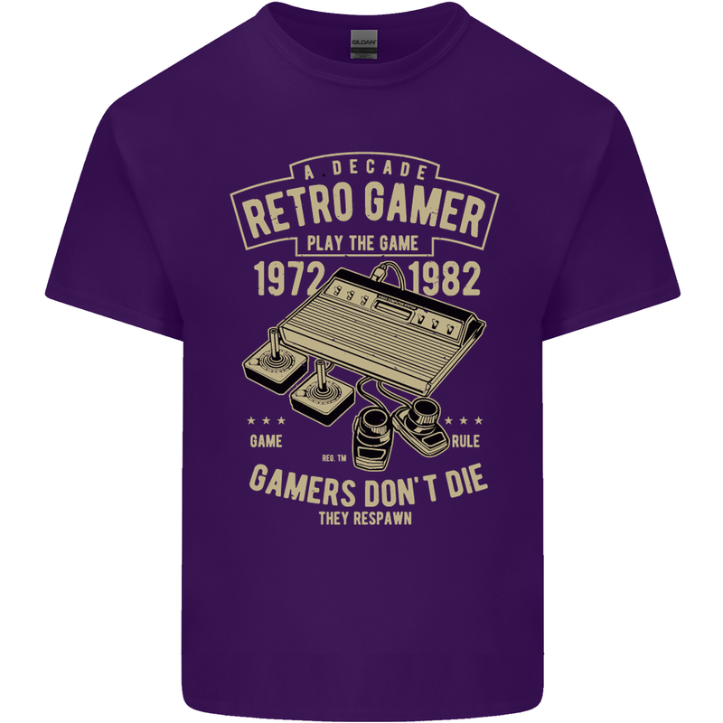 Retro Gamer Funny Gaming Mens Cotton T-Shirt Tee Top Purple
