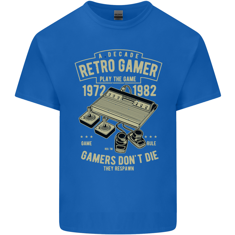 Retro Gamer Funny Gaming Mens Cotton T-Shirt Tee Top Royal Blue