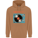 Retro Vinyl Records Turntable DJ Music Mens 80% Cotton Hoodie Caramel Latte