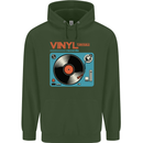 Retro Vinyl Records Turntable DJ Music Mens 80% Cotton Hoodie Forest Green