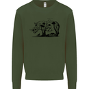Rhino Ecology Rhinoceroses Mens Sweatshirt Jumper Forest Green