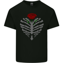 Rib Cage & Rose Gothic Heavy Metal Biker Mens Cotton T-Shirt Tee Top Black