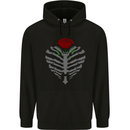 Rib Cage & Rose Gothic Heavy Metal Biker Mens Hoodie Black
