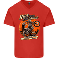 Ride Loud Ride Proud Motorbike Biker Mens V-Neck Cotton T-Shirt Red