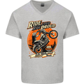 Ride Loud Ride Proud Motorbike Biker Mens V-Neck Cotton T-Shirt Sports Grey