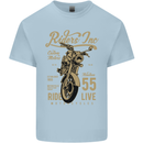 Riders Inc Motorcycle Cafe Racer Biker Bike Mens Cotton T-Shirt Tee Top Light Blue