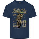 Riders Inc Motorcycle Cafe Racer Biker Bike Mens Cotton T-Shirt Tee Top Navy Blue