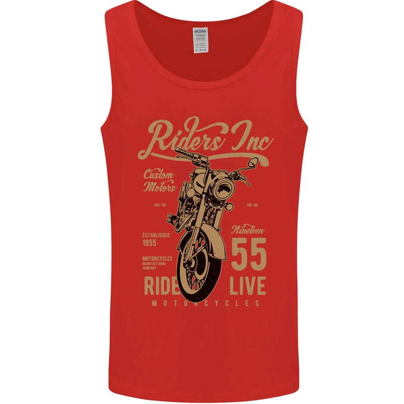 Riders Inc Motorcycle Cafe Racer Biker Bike Mens Vest Tank Top Red