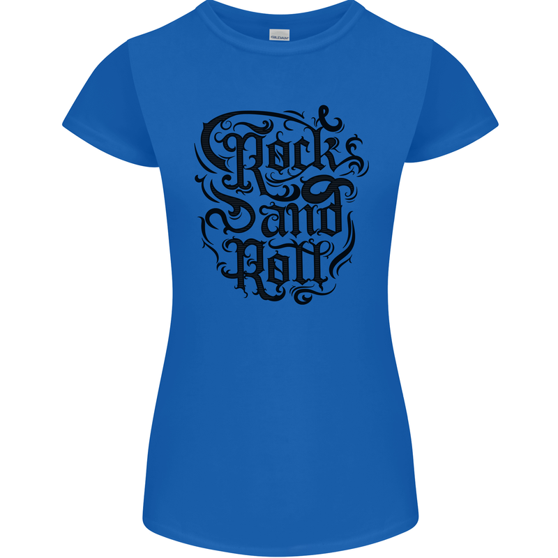 Rock and Roll Music Womens Petite Cut T-Shirt Royal Blue