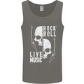 Rock n Roll Live Music Skull Guitar Mens Vest Tank Top Charcoal