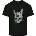 Rock n Roll Music Salute Skull Biker Gothic Kids T-Shirt Childrens Black