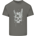 Rock n Roll Music Salute Skull Biker Gothic Kids T-Shirt Childrens Charcoal