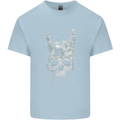 Rock n Roll Music Salute Skull Biker Gothic Kids T-Shirt Childrens Light Blue