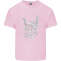 Rock n Roll Music Salute Skull Biker Gothic Kids T-Shirt Childrens Light Pink