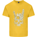 Rock n Roll Music Salute Skull Biker Gothic Kids T-Shirt Childrens Yellow