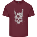 Rock n Roll Music Salute Skull Biker Gothic Mens Cotton T-Shirt Tee Top Maroon