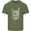 Rock n Roll Music Salute Skull Biker Gothic Mens Cotton T-Shirt Tee Top Military Green